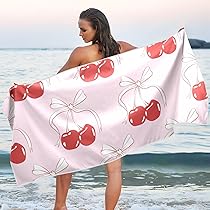 町*ち様 シークレット バスタオル Amazon.com: OTVEE Cherry Bow Tie Ribbon Beach Towel Thin